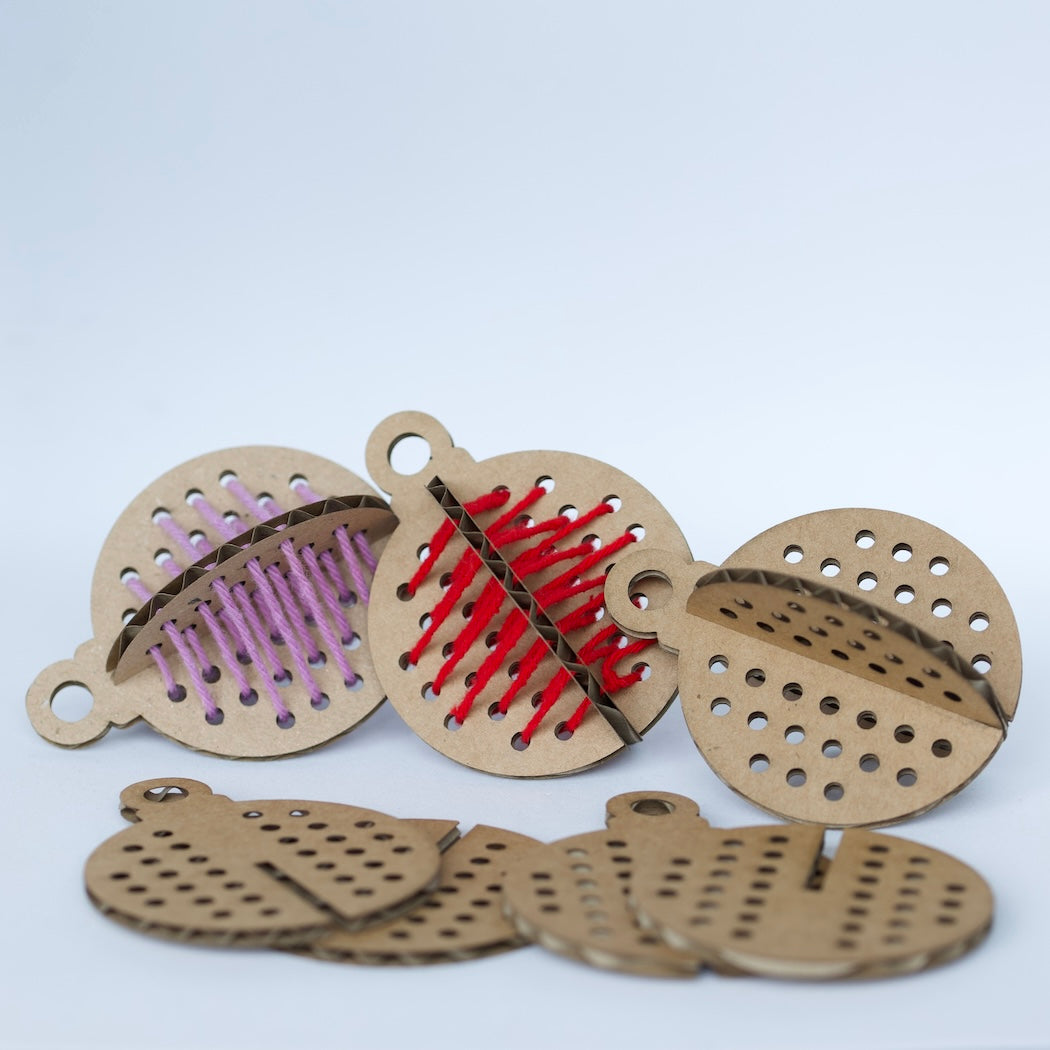 Cross stitch Christmas baubles (5 pieces)