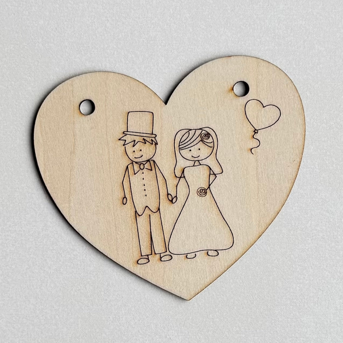 Wooden heart garland - bridal couple (5 pieces)