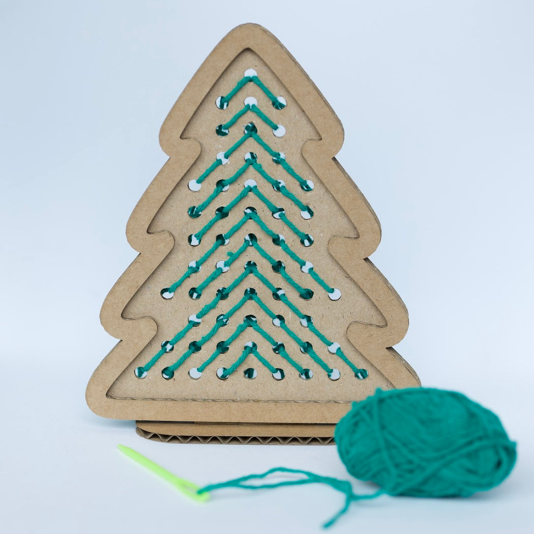 Kerstboom borduren karton