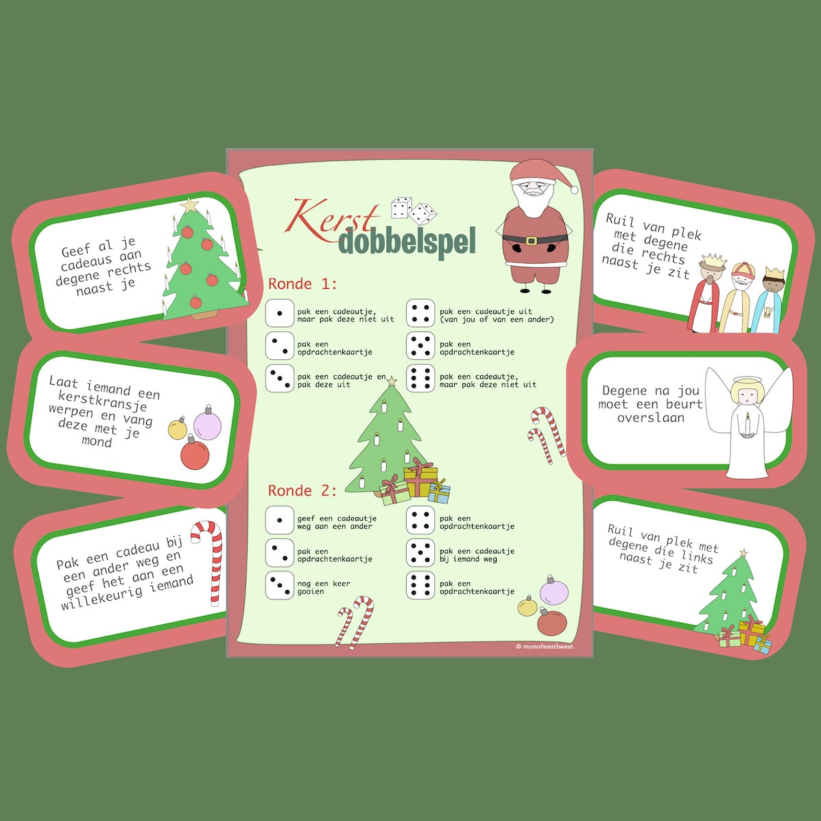 Kerst dobbelspel met opdrachten