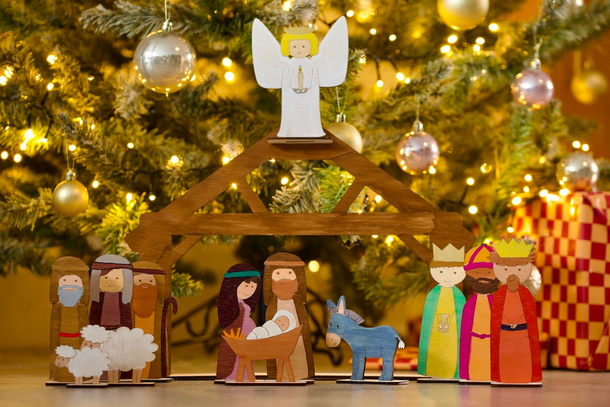 Houten kerststal