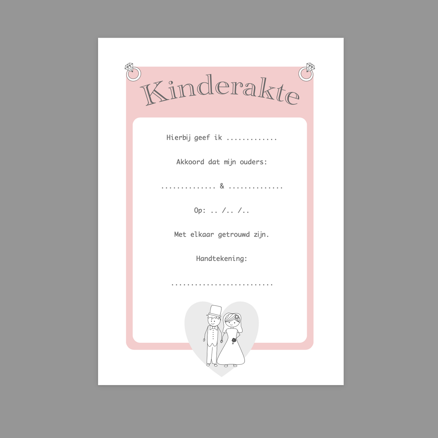 Child's Marriage Certificate - pink