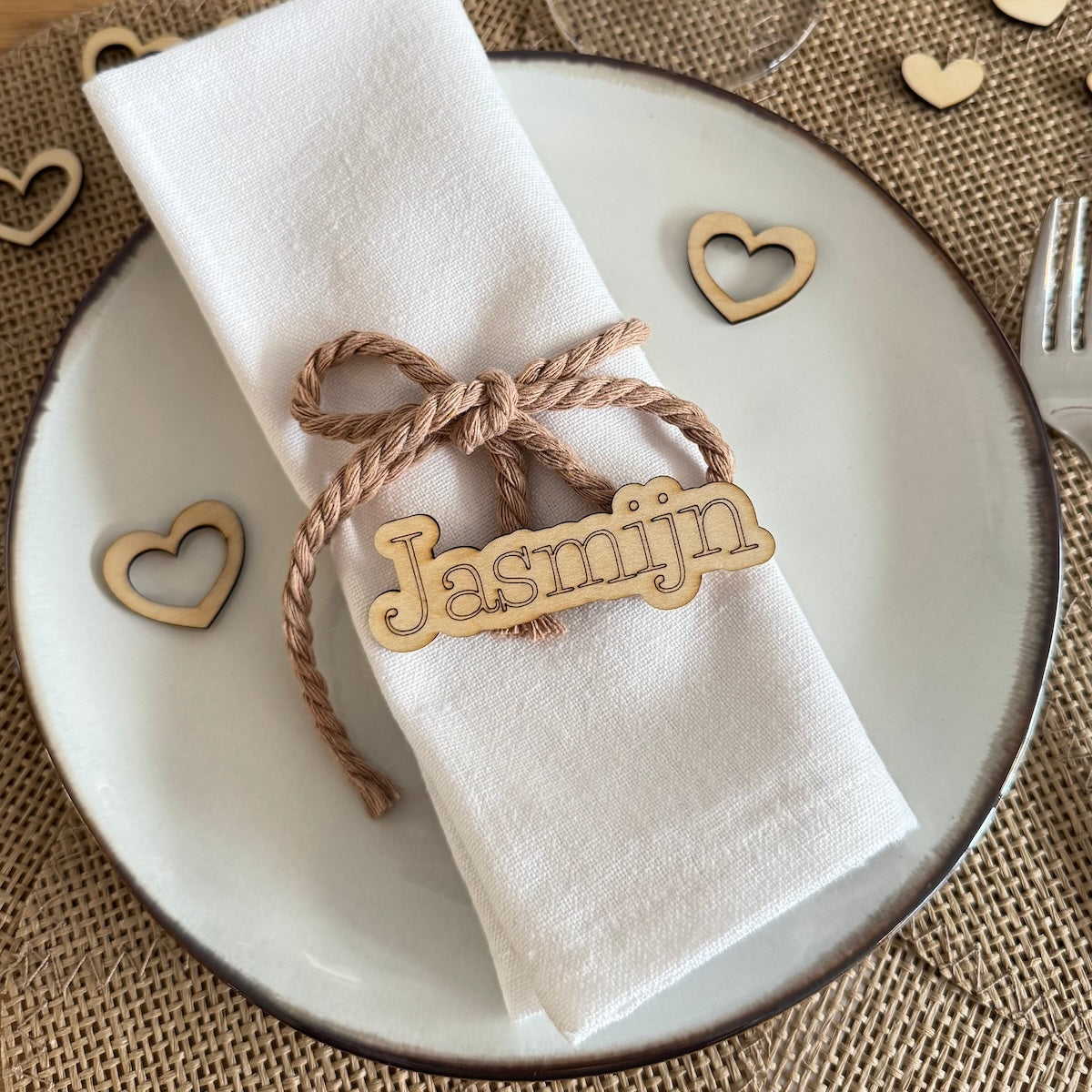 Tafelconfetti modern bohemian hartje - (25 stuks) hout