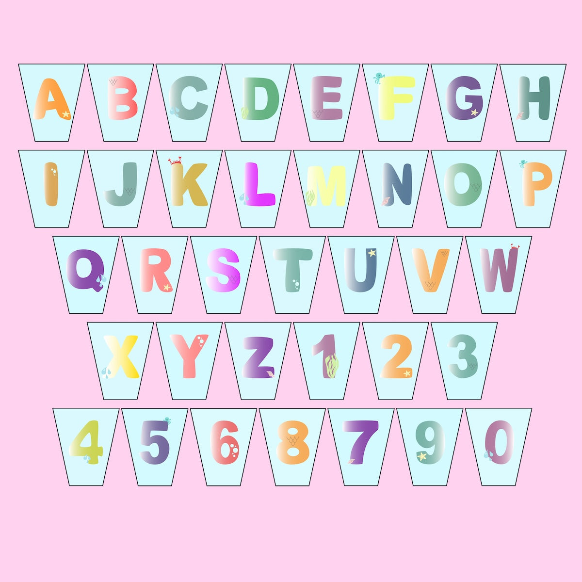 Zeemeermin slinger printables