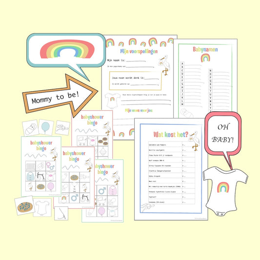 Babyshower printen - regenboog