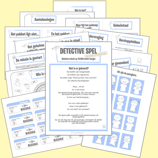 Detective spel voor in het vliegtuig