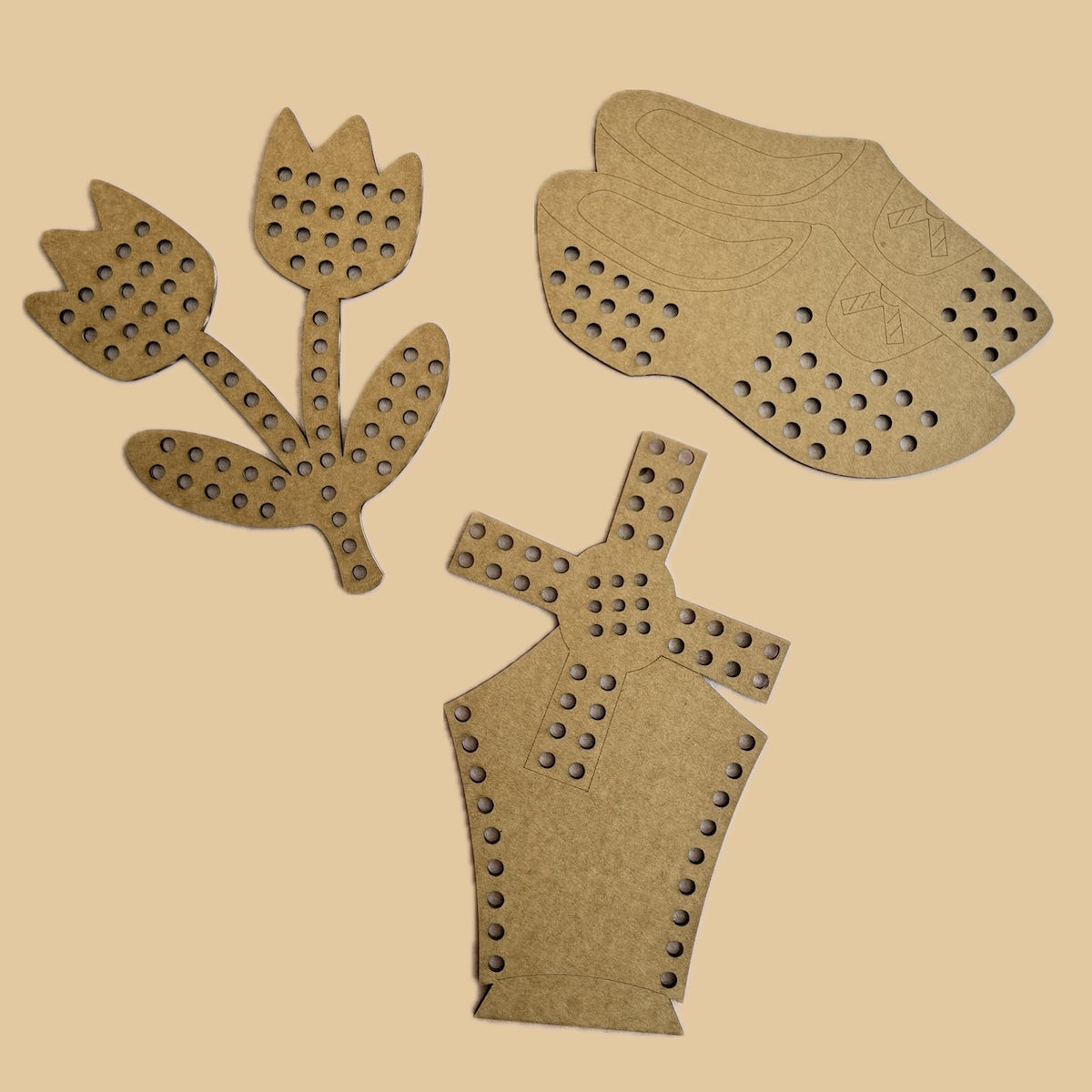 Kartonnen Hollandse figuren - borduren (3 stuks)