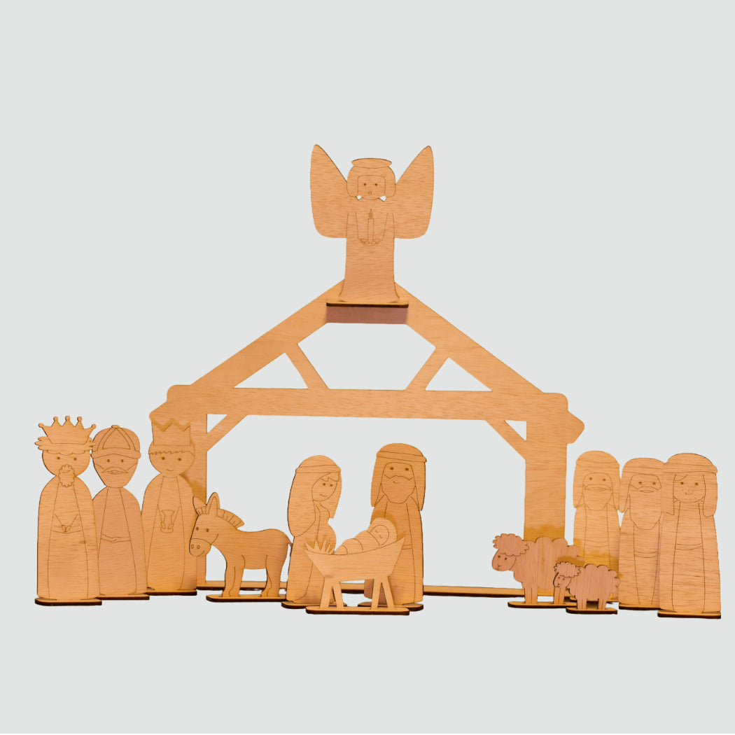 Houten kerststal
