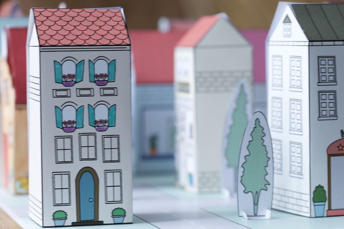Papieren stadje – printable knutselpakket