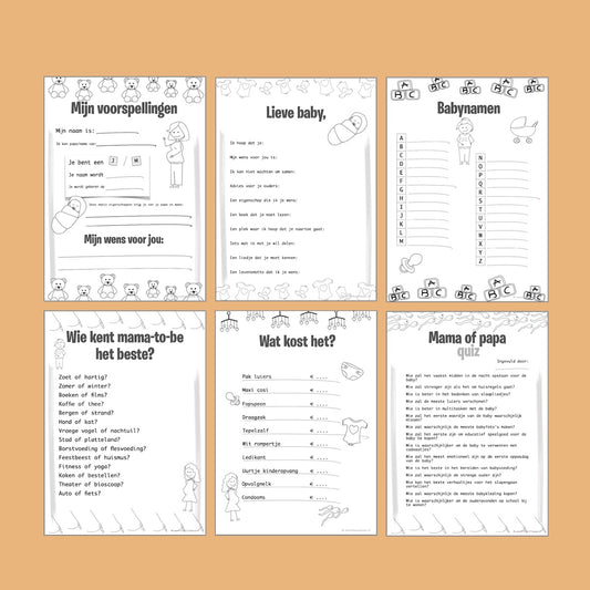 Babyshower invulkaarten printen