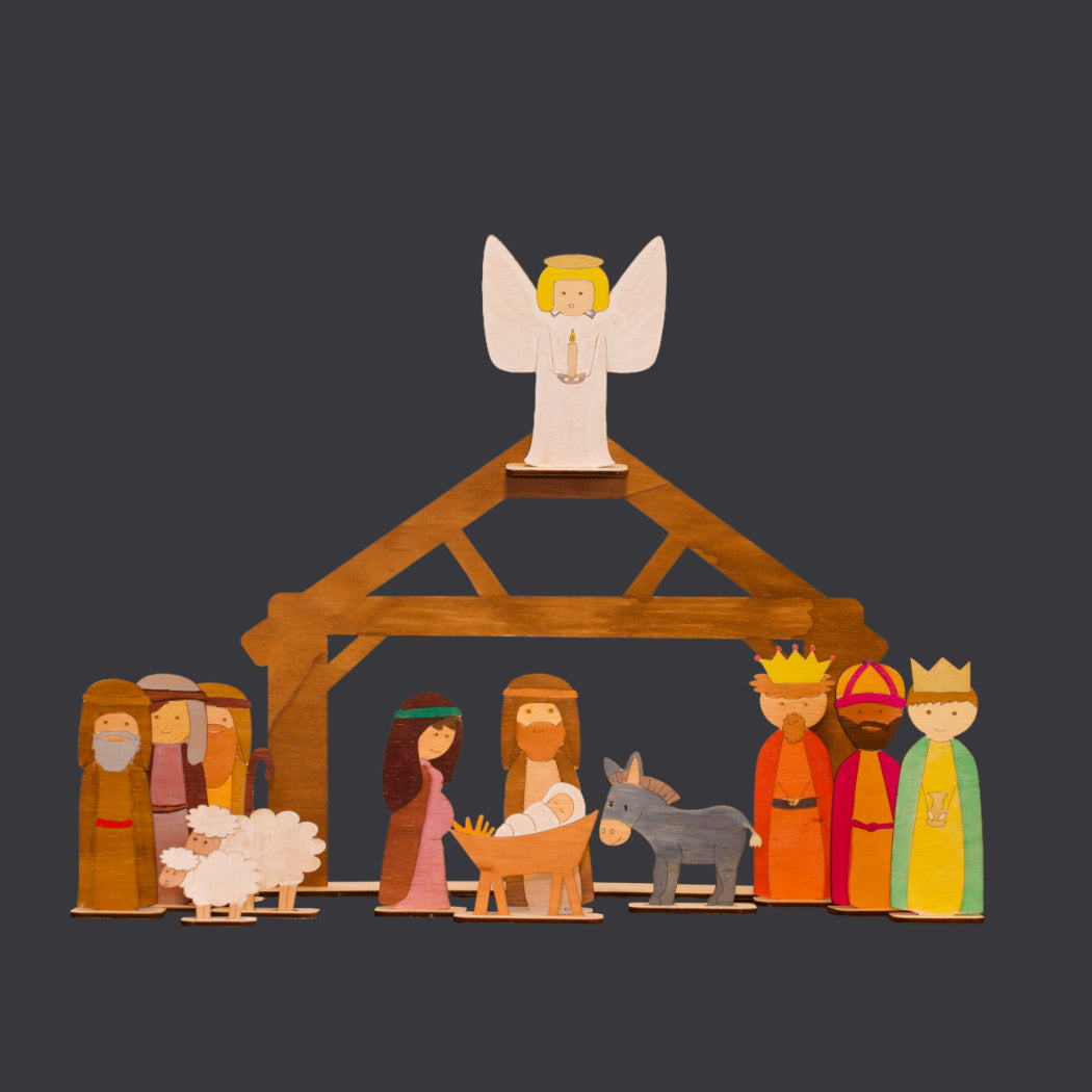 Houten kerststal