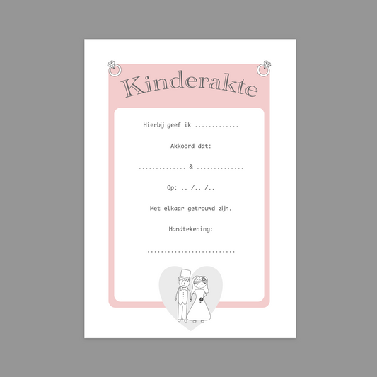 Kinderakte trouwen - roze