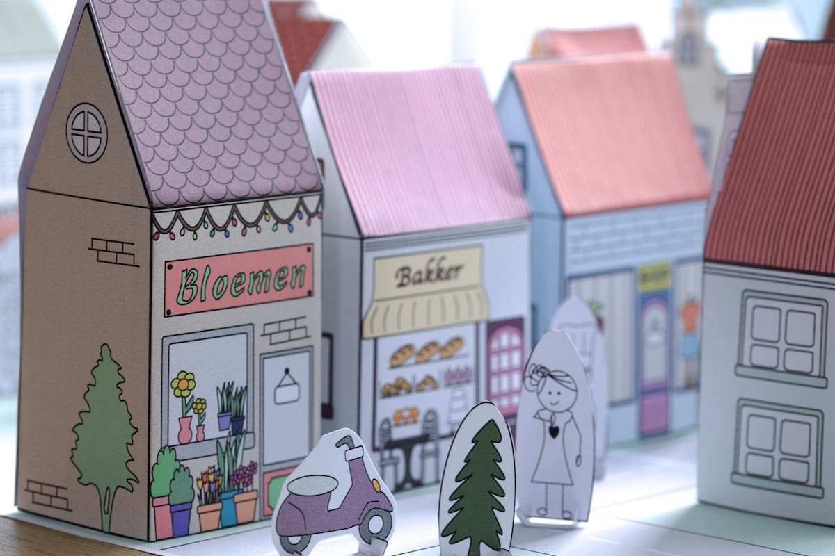 Papieren stadje – printable knutselpakket
