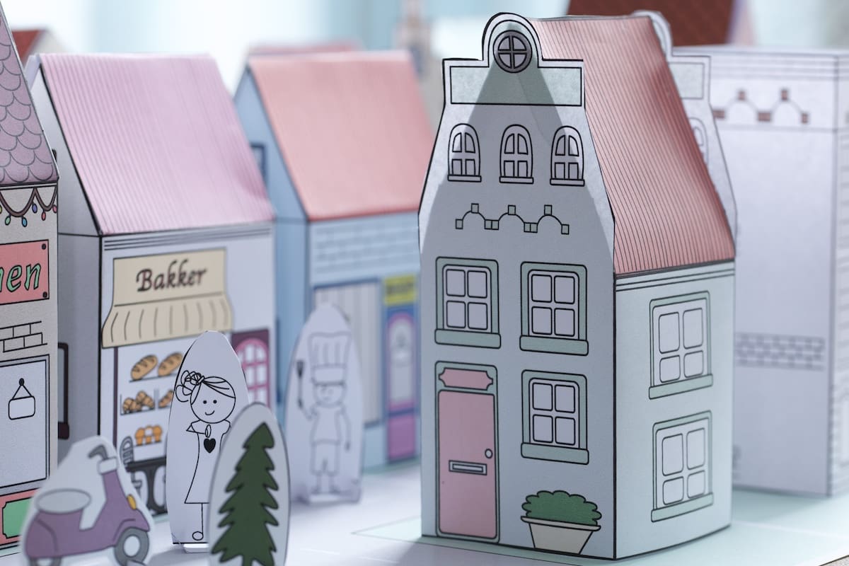 Papieren stadje – printable knutselpakket