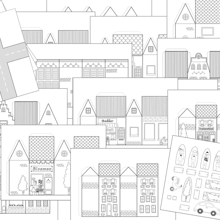 Papieren stadje – printable knutselpakket