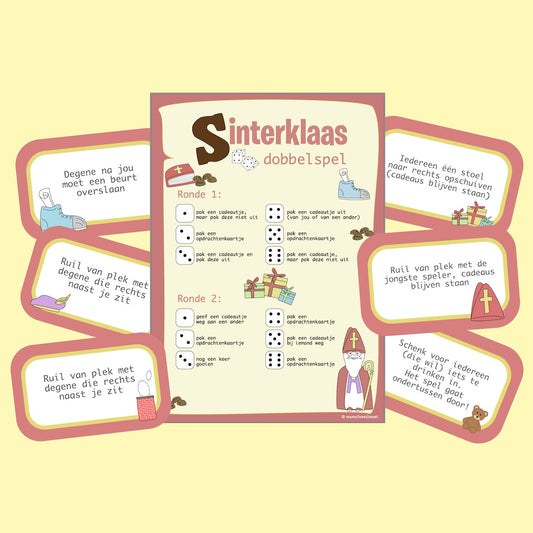 Sinterklaas dobbelspel met opdrachten