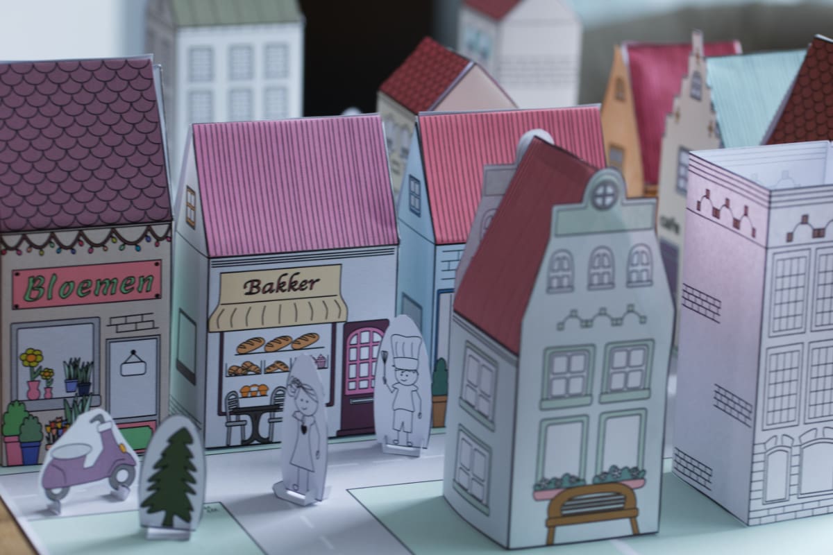 Papieren stadje – printable knutselpakket
